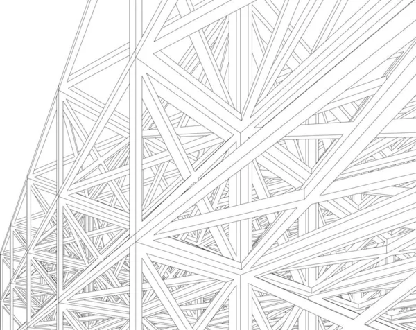 Abstrakta Teckningslinjer Arkitektonisk Konst Koncept Minimala Geometriska Former — Stock vektor