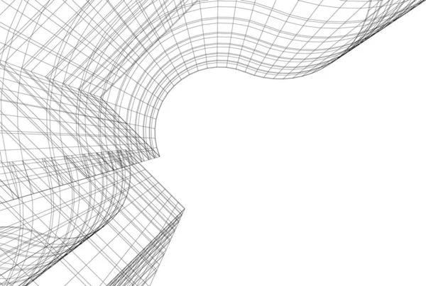Abstrakta Teckningslinjer Arkitektonisk Konst Koncept Minimala Geometriska Former — Stock vektor