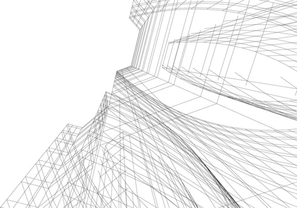 Líneas Abstractas Dibujo Concepto Arte Arquitectónico Formas Geométricas Mínimas — Archivo Imágenes Vectoriales