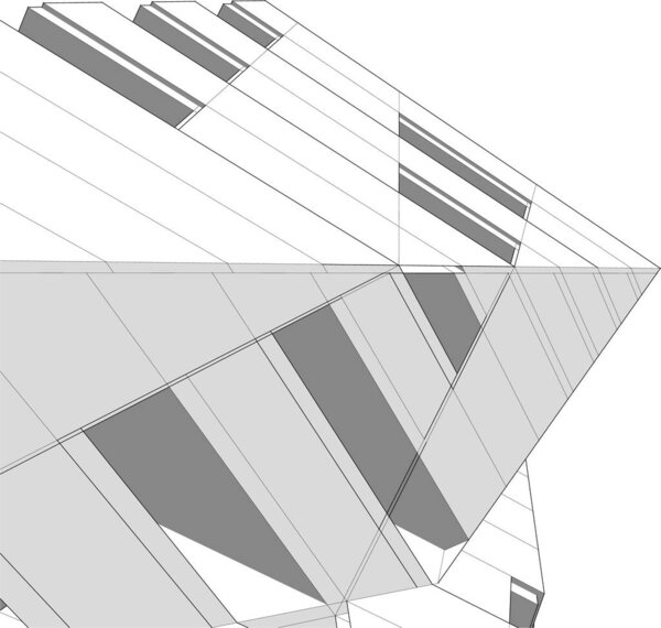 Abstract drawing lines in architectural art concept, minimal geometrical shapes. 