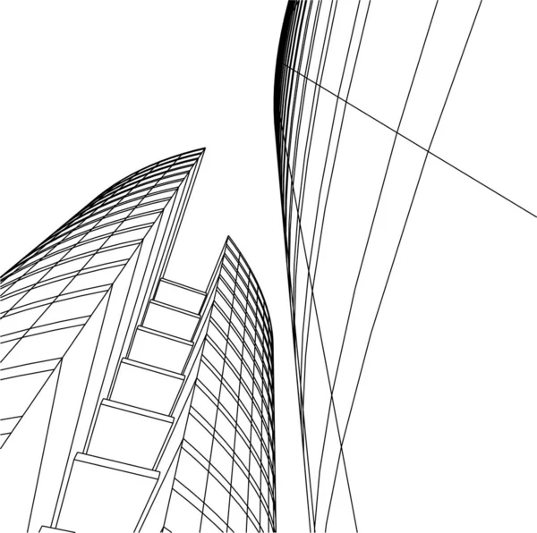 Abstrakte Zeichnungslinien Architektonischen Kunstkonzept Minimale Geometrische Formen — Stockvektor