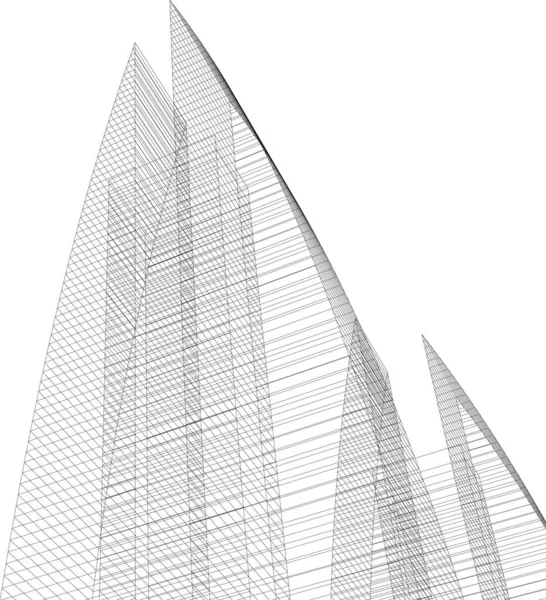 Abstrakta Teckningslinjer Arkitektonisk Konst Koncept Minimala Geometriska Former — Stock vektor