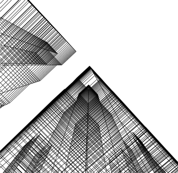 Linhas Abstratas Desenho Conceito Arte Arquitetônica Formas Geométricas Mínimas —  Vetores de Stock