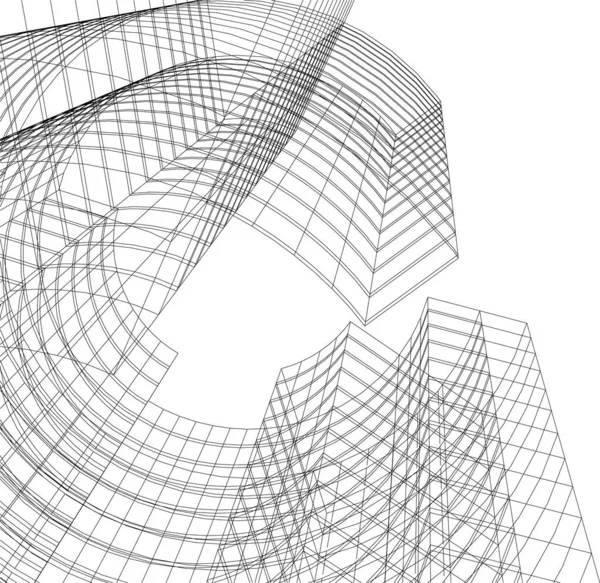 Líneas Abstractas Dibujo Concepto Arte Arquitectónico Formas Geométricas Mínimas — Archivo Imágenes Vectoriales