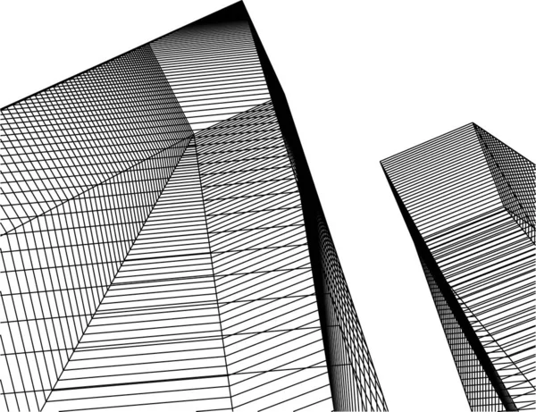 Abstrakcyjne Linie Rysunku Koncepcji Sztuki Architektonicznej Minimalne Kształty Geometryczne — Wektor stockowy