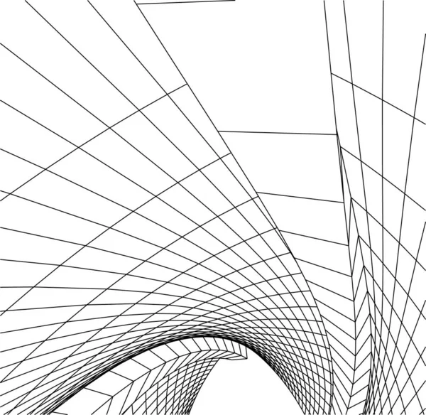 Abstrakte Zeichnungslinien Architektonischen Kunstkonzept Minimale Geometrische Formen — Stockvektor