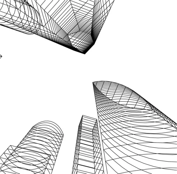 Abstrakte Zeichnungslinien Architektonischen Kunstkonzept Minimale Geometrische Formen — Stockvektor