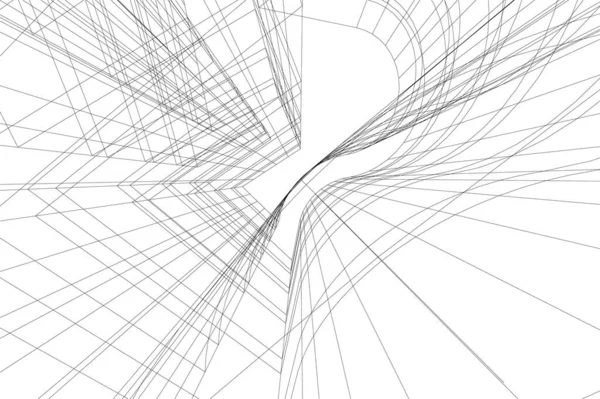 Líneas Abstractas Dibujo Concepto Arte Arquitectónico Formas Geométricas Mínimas — Archivo Imágenes Vectoriales