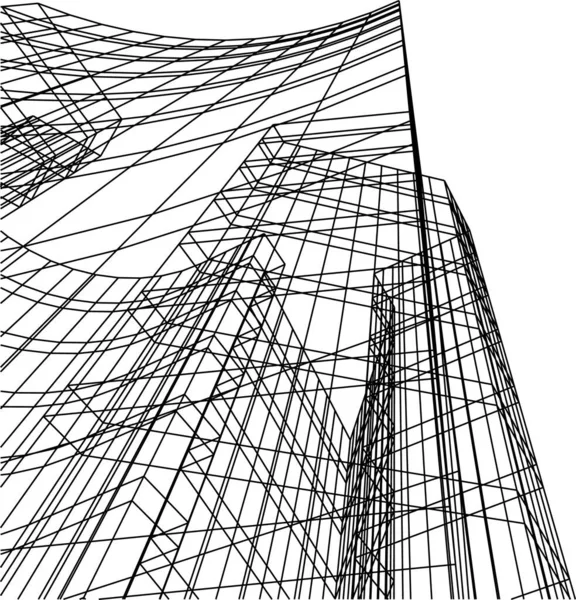 Abstracte Tekenlijnen Architectonisch Kunstconcept Minimale Geometrische Vormen — Stockvector