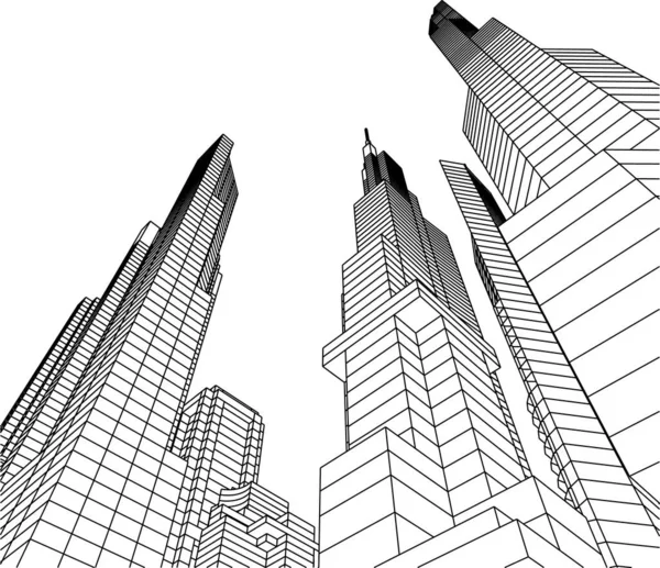 Linhas Abstratas Desenho Conceito Arte Arquitetônica Formas Geométricas Mínimas — Vetor de Stock