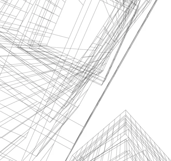 Abstrakte Zeichnungslinien Architektonischen Kunstkonzept Minimale Geometrische Formen — Stockvektor