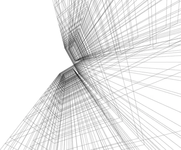 Abstracte Tekenlijnen Architectonisch Kunstconcept Minimale Geometrische Vormen — Stockvector