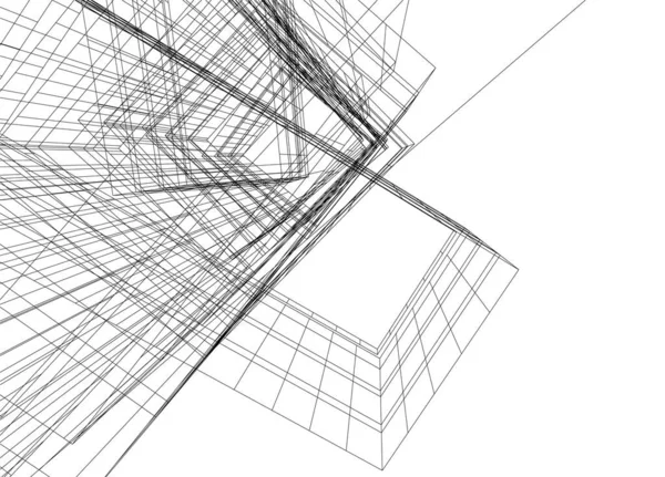 Abstracte Tekenlijnen Architectonisch Kunstconcept Minimale Geometrische Vormen — Stockvector