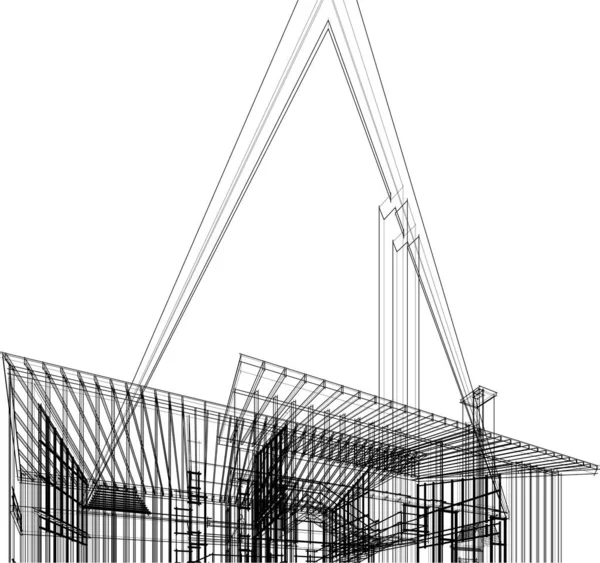 Abstraktní Kreslicí Čáry Architektonickém Pojetí Minimální Geometrické Tvary — Stockový vektor