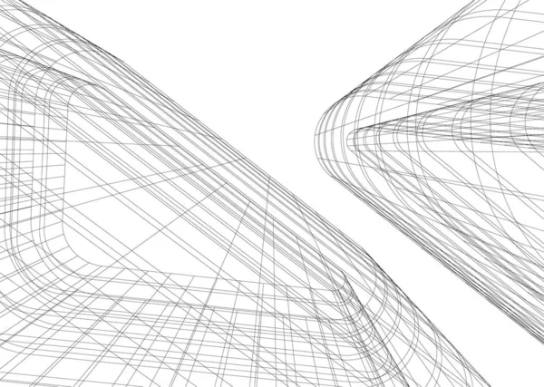Abstrakcyjne Linie Rysunku Koncepcji Sztuki Architektonicznej Minimalne Kształty Geometryczne — Wektor stockowy