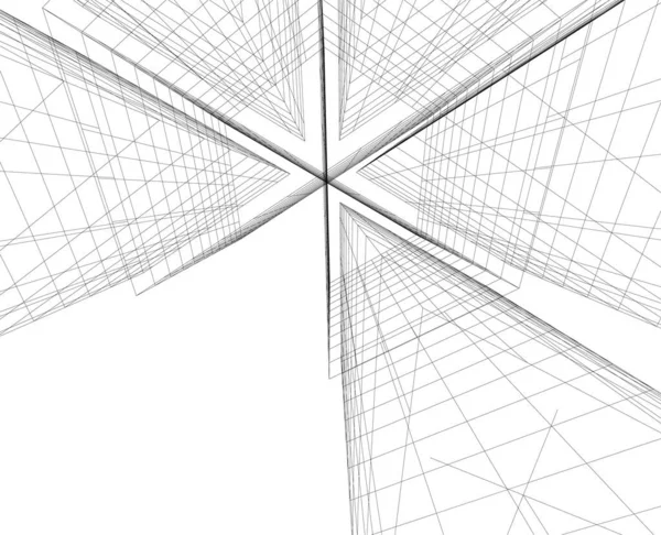 Abstracte Tekenlijnen Architectonisch Kunstconcept Minimale Geometrische Vormen — Stockvector