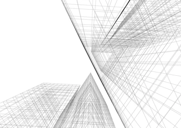 Abstracte Tekenlijnen Architectonisch Kunstconcept Minimale Geometrische Vormen — Stockvector