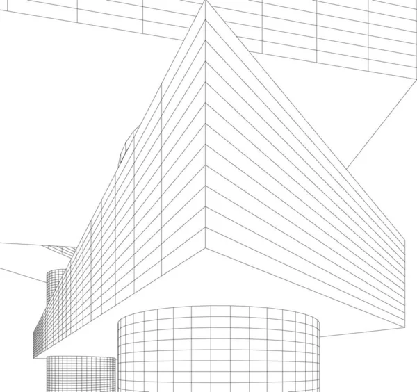 Líneas Abstractas Dibujo Concepto Arte Arquitectónico Formas Geométricas Mínimas — Vector de stock