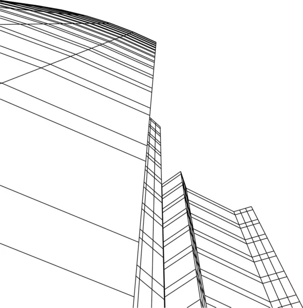 Líneas Abstractas Dibujo Concepto Arte Arquitectónico Formas Geométricas Mínimas — Archivo Imágenes Vectoriales