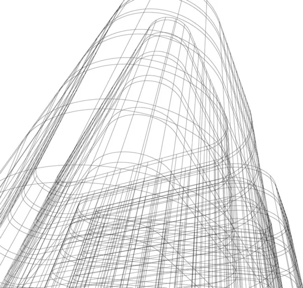 Abstrakcyjne Linie Rysunku Koncepcji Sztuki Architektonicznej Minimalne Kształty Geometryczne — Wektor stockowy