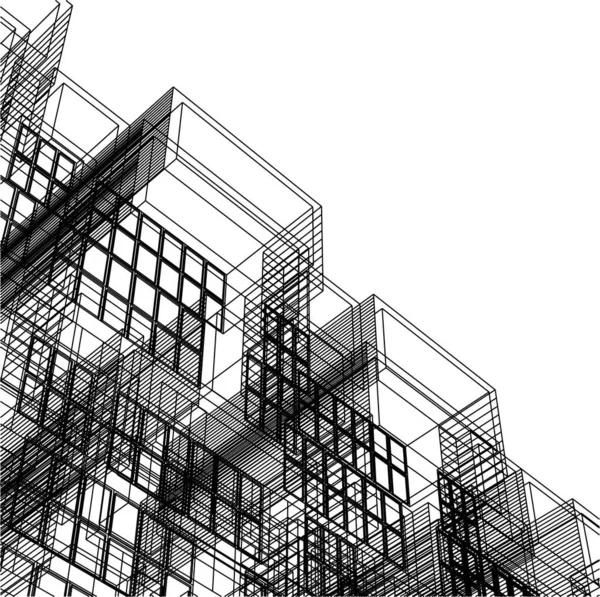 Linhas Abstratas Desenho Conceito Arte Arquitetônica Formas Geométricas Mínimas —  Vetores de Stock