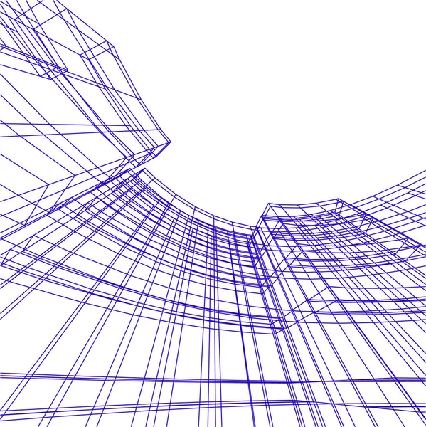 Líneas Abstractas Dibujo Concepto Arte Arquitectónico Formas Geométricas Mínimas — Vector de stock