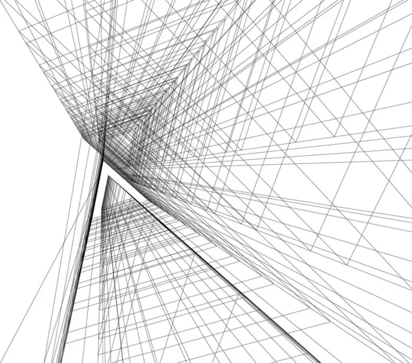 Linhas Abstratas Desenho Conceito Arte Arquitetônica Formas Geométricas Mínimas —  Vetores de Stock