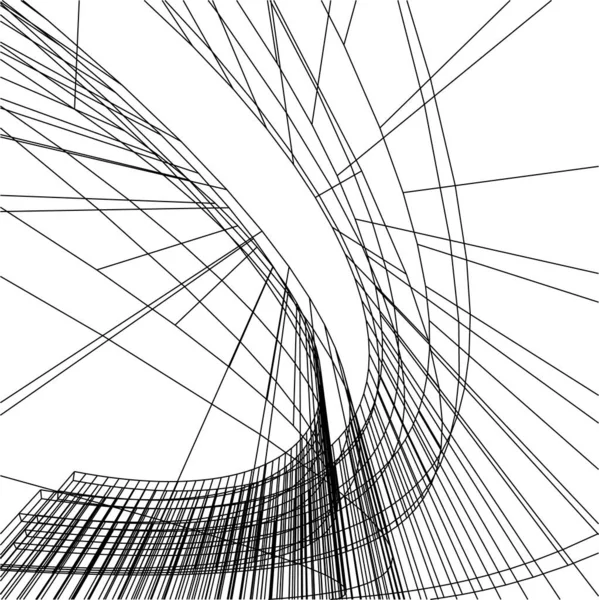 Lignes Dessin Abstraites Dans Concept Art Architectural Formes Géométriques Minimales — Image vectorielle