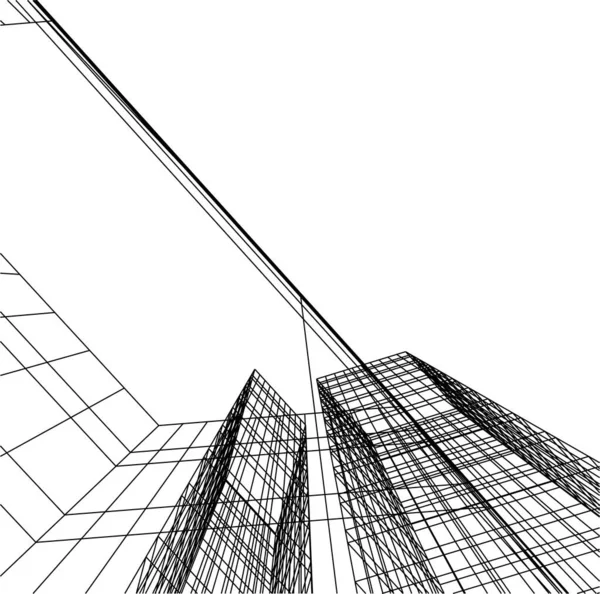 Abstrakcyjne Linie Rysunku Koncepcji Sztuki Architektonicznej Minimalne Kształty Geometryczne — Wektor stockowy