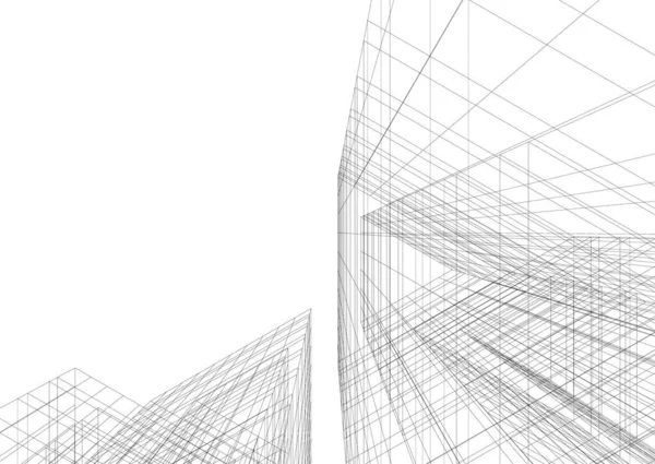 Abstracte Tekenlijnen Architectonisch Kunstconcept Minimale Geometrische Vormen — Stockvector