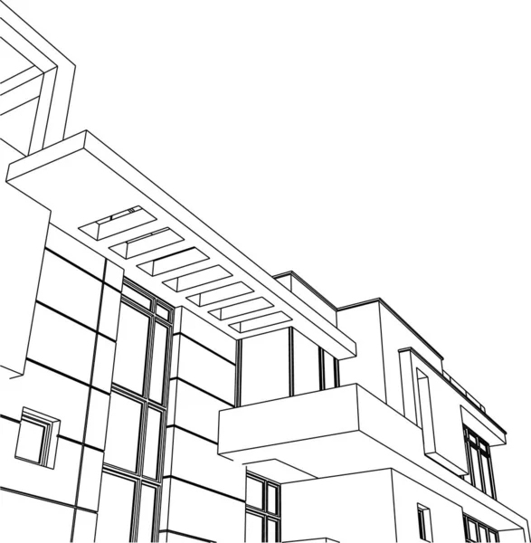 Abstracte Tekenlijnen Architectonisch Kunstconcept Minimale Geometrische Vormen — Stockvector