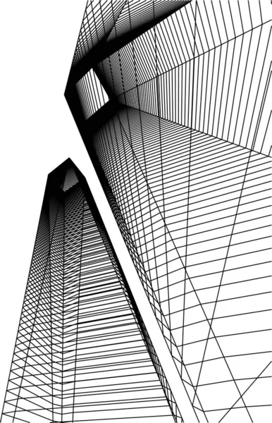 Abstracte Tekenlijnen Architectonisch Kunstconcept Minimale Geometrische Vormen — Stockvector