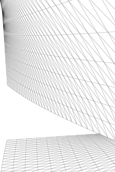 Abstracte Tekenlijnen Architectonisch Kunstconcept Minimale Geometrische Vormen — Stockvector