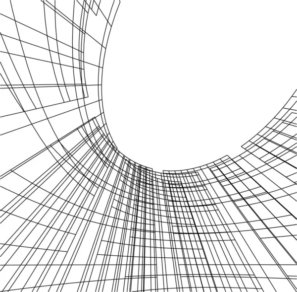 Abstrakte Zeichnungslinien Architektonischen Kunstkonzept Minimale Geometrische Formen — Stockvektor