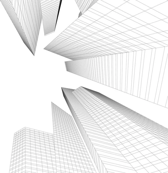 Abstracte Tekenlijnen Architectonisch Kunstconcept Minimale Geometrische Vormen — Stockvector