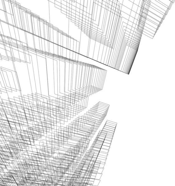 Abstrakte Zeichnungslinien Architektonischen Kunstkonzept Minimale Geometrische Formen — Stockvektor