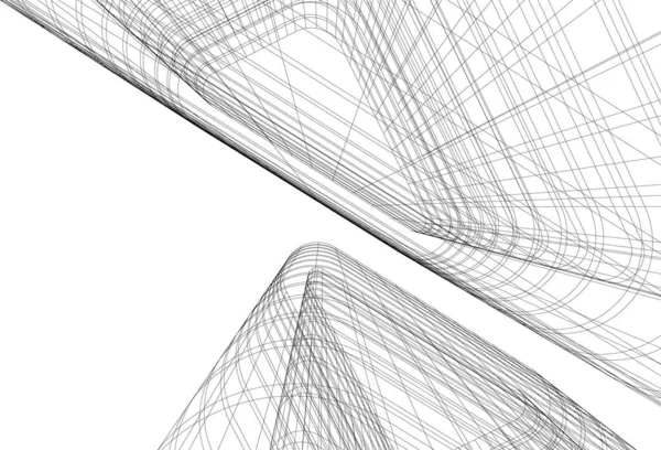 Abstrakcyjne Linie Rysunku Koncepcji Sztuki Architektonicznej Minimalne Kształty Geometryczne — Wektor stockowy