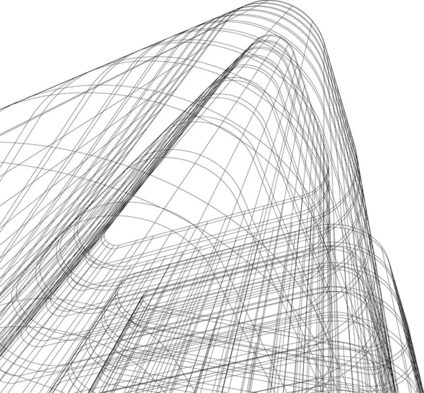 Líneas Abstractas Dibujo Concepto Arte Arquitectónico Formas Geométricas Mínimas — Archivo Imágenes Vectoriales