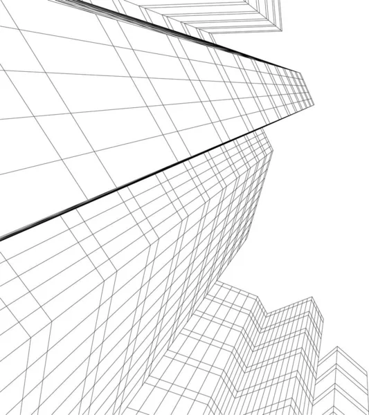 Abstrakte Zeichnungslinien Architektonischen Kunstkonzept Minimale Geometrische Formen — Stockvektor