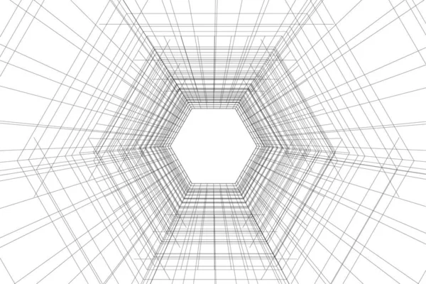 Linhas Abstratas Desenho Conceito Arte Arquitetônica Formas Geométricas Mínimas — Vetor de Stock