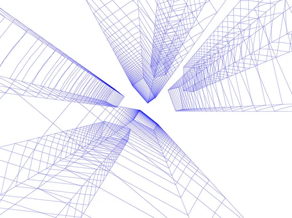 Abstracte Tekenlijnen Architectonisch Kunstconcept Minimale Geometrische Vormen — Stockvector