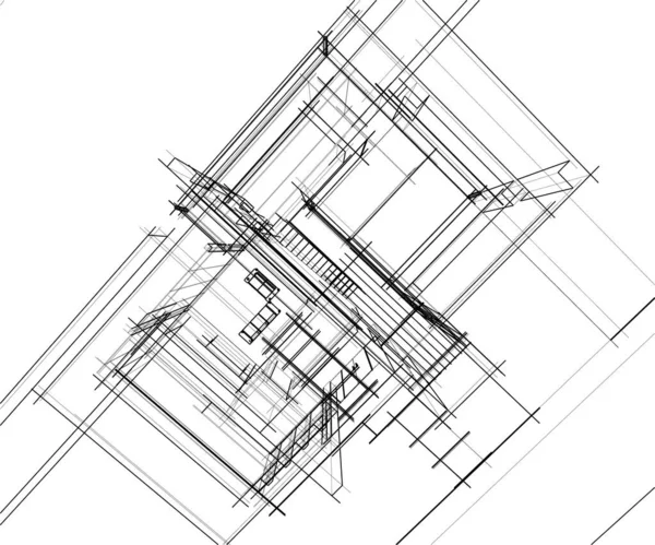 Abstrakte Zeichnungslinien Architektonischen Kunstkonzept Minimale Geometrische Formen — Stockvektor