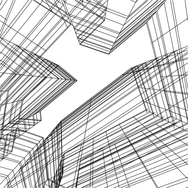 Lignes Dessin Abstraites Dans Concept Art Architectural Formes Géométriques Minimales — Image vectorielle