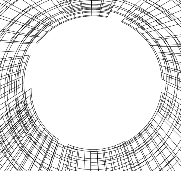 Abstrakta Teckningslinjer Arkitektonisk Konst Koncept Minimala Geometriska Former — Stock vektor