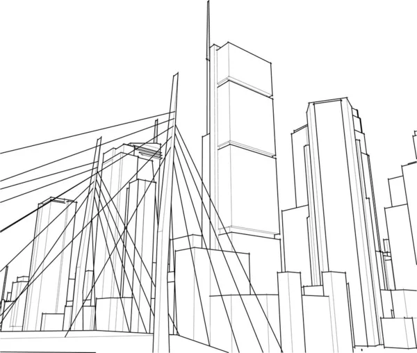 Abstrakte Zeichnungslinien Architektonischen Kunstkonzept Minimale Geometrische Formen — Stockvektor