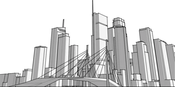 Abstrakte Zeichnungslinien Architektonischen Kunstkonzept Minimale Geometrische Formen — Stockvektor