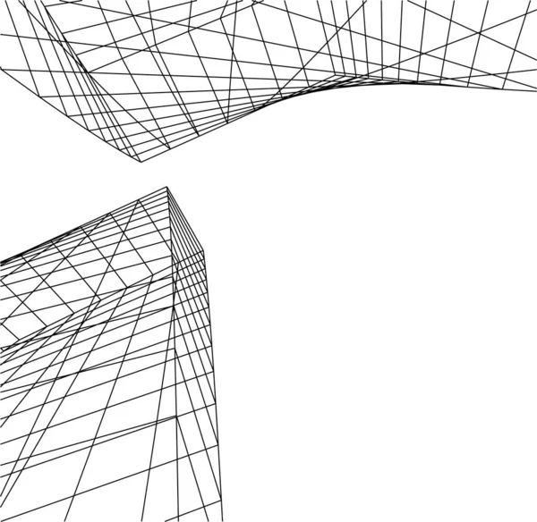 Abstracte Tekenlijnen Architectonisch Kunstconcept Minimale Geometrische Vormen — Stockvector