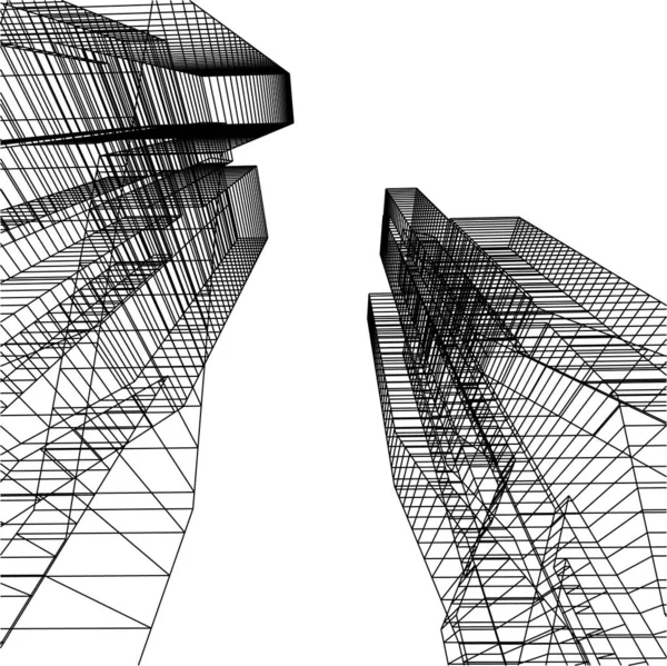 Abstrakcyjne Linie Rysunku Koncepcji Sztuki Architektonicznej Minimalne Kształty Geometryczne — Wektor stockowy