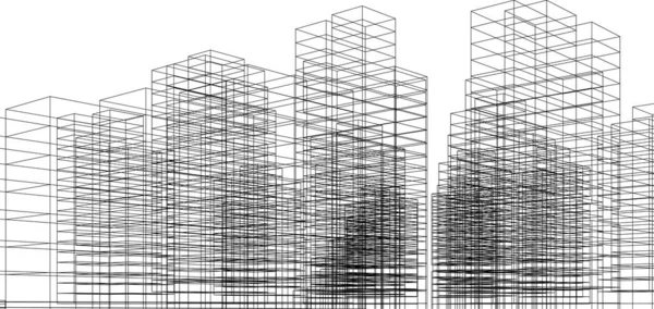 Mimari Sanat Konseptinde Soyut Çizgiler Minimum Geometrik Şekiller — Stok Vektör