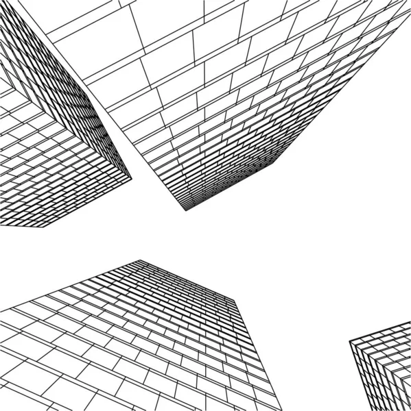 Abstracte Tekenlijnen Architectonisch Kunstconcept Minimale Geometrische Vormen — Stockvector